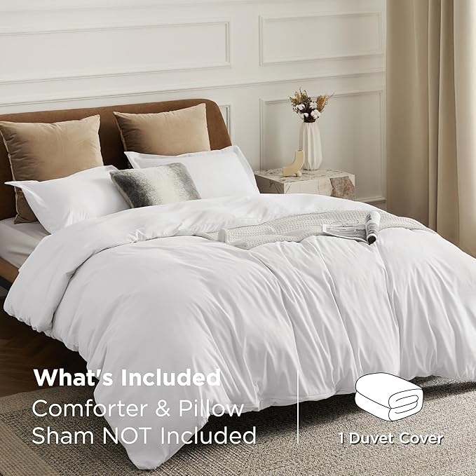 Bedsure Duvet Cover California King Size - Only Includes 1 Duvet Cover (104"x98"), Hotel Luxury Soft Double Brushed All Season Bedding for Kids & Adults, Zipper Closure, NO Comforter, White