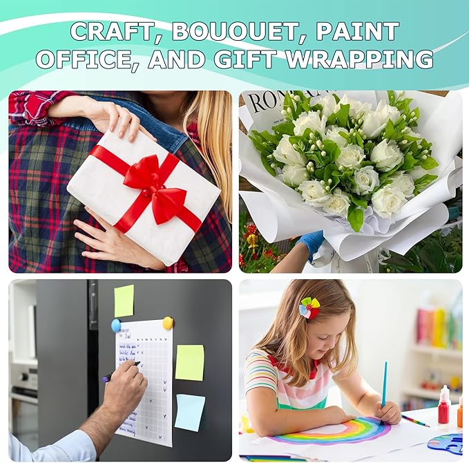 Vanhench 36"x1500"(125') White Wrapping Paper, Bulletin Board Paper, White Easel Painting Drawing Paper Roll Kids Art Supplies, Chart Poster Paper for Floor Covering Arts Crafts Gift Wrapping 80GSM