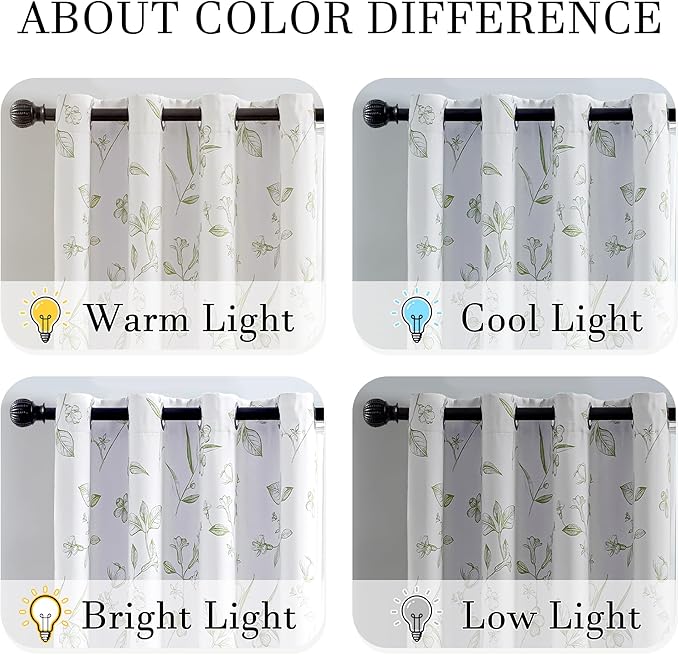 ChrisDowa 100% Blackout Floral Curtains 96 Inches Long 2 Panels for Bedroom Living Room Sage Green Flower Patterned Room Darkening Thermal Insulated Soundproof Grommet Window Treatments Drapes,52X96