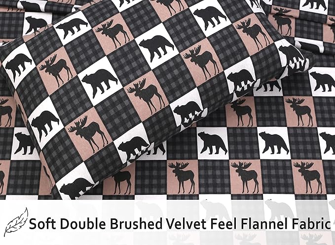 RUVANTI Flannel Sheets California King Size - 100% Cotton Brushed Cal King Bed Sheets Set - Deep Pockets 14 Inches - All Seasons Breathable & Extra Soft - Warm & Cozy, 4 Piece, Wilderness Plaid