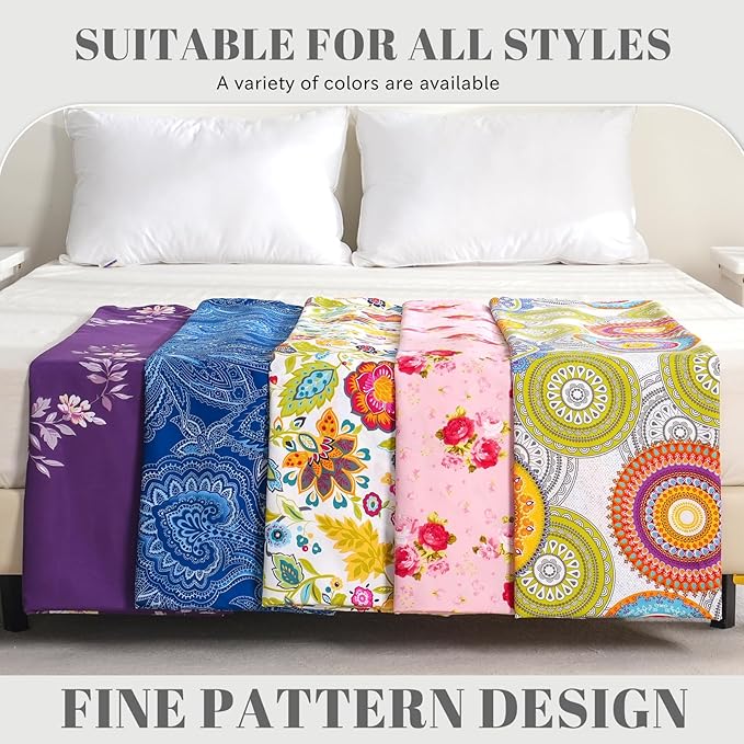 Bedlifes Twin Sheet Set Ultra Soft, Breathable, Silky Flower Deep Pocket 100% Microfiber Bedding, 3 Piece Twin Size Dark Purple Floral