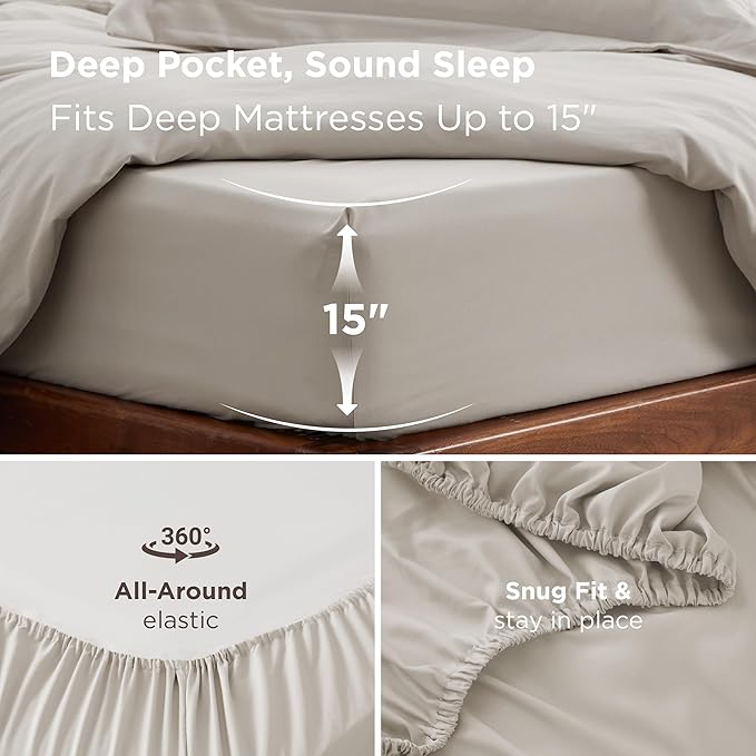 Bedsure Duvet Cover with Fitted Sheet Full - Deep Pocket, Hotel Luxury Soft Double Brushed Bedding Set with Zipper Closure, Includes 1 Duvet Cover, 1 Fitted Sheet, 2 Pillow Shams, NO Comforter, Linen