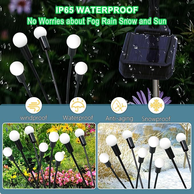 Kohlrabi Solar Garden Lights Outdoor, 2 Pack 20 LED Solar Blue Firefly Lights Waterproof, Sway by Wind, Swaying Light for Yard Patio Backyard Garden Planter Flower Bed Pathway Outdoor Decoration