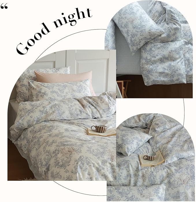 LifeTB Botanical Flower Duvet Cover Set King 3 Pieces Cotton Vintage Floral Bedding Set Farmhouse Boho Comforter Cover Cottagecore Bedding Set Country Style Cabin Floral Comforter Cover King Size