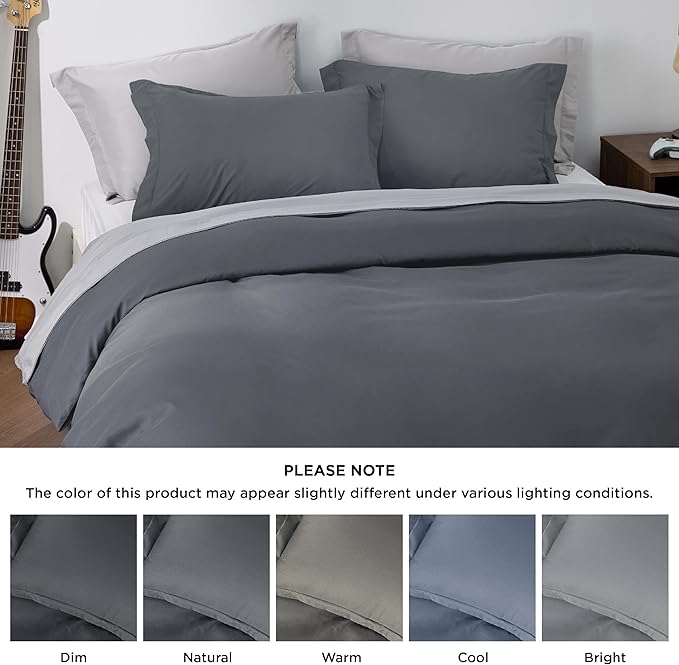 Bedsure Duvet Cover King Size - Soft Double Brushed Bedding Set for Kids & Adults, Zipper Closure, 3 Pieces, Includes 1 Duvet Cover (104"x90") & 2 Pillow Shams, NO Comforter, Dark