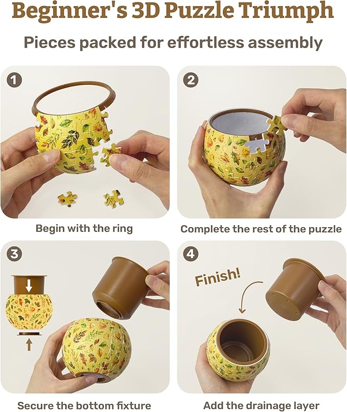 PieceRelax 3D Puzzle Planter 80 Pieces - Flower Pot - Hello Pumpkin Season, Home Decor Flower Pots for Indoor Cactus, Succulents Pots [K1107]