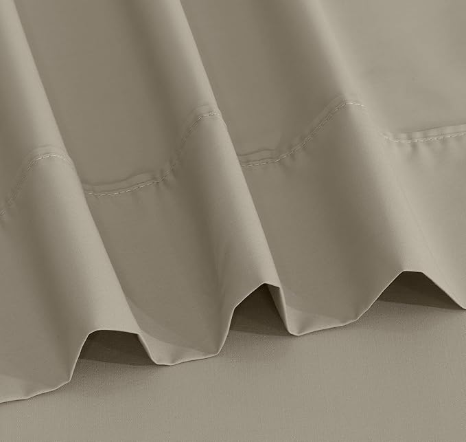 RUVANTI 100% Cotton Sheets Queen Size Set, 4 Pieces, Soft & Breathable Percale Weave Bedding, Deep Pocket 16", Hotel Standard, Crisp Cool Feeling, Durable, Perfect Dyed Bed Sheet, Taupe