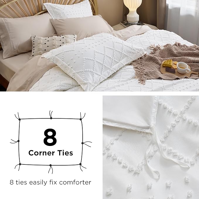Bedsure Boho Duvet Cover Full Size - Mineral Blue Breathable & Soft Boho Bedding, Machine Washable Comforter Cover for All Seasons, Includes 1 Duvet Cover 80"x90" with 2 Pillow Shams & Zipper Closure