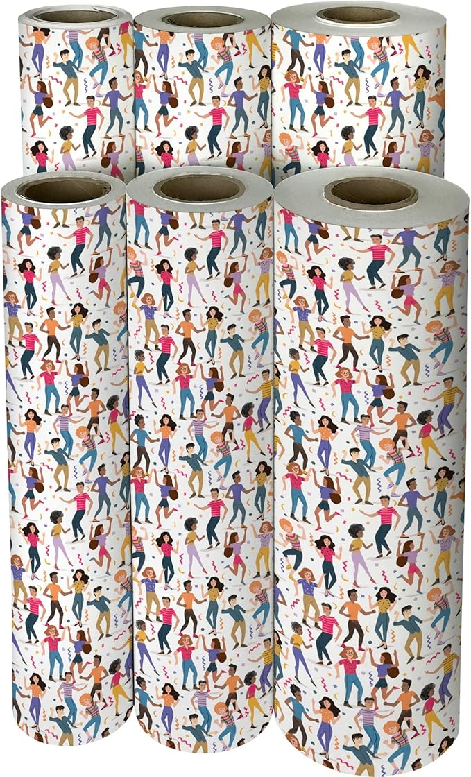 Jillson Roberts Bulk Gift Wrap, Everyday Gift Wrapping Supplies, Dance Party, 1/2 Ream 417 feet x 24 inches