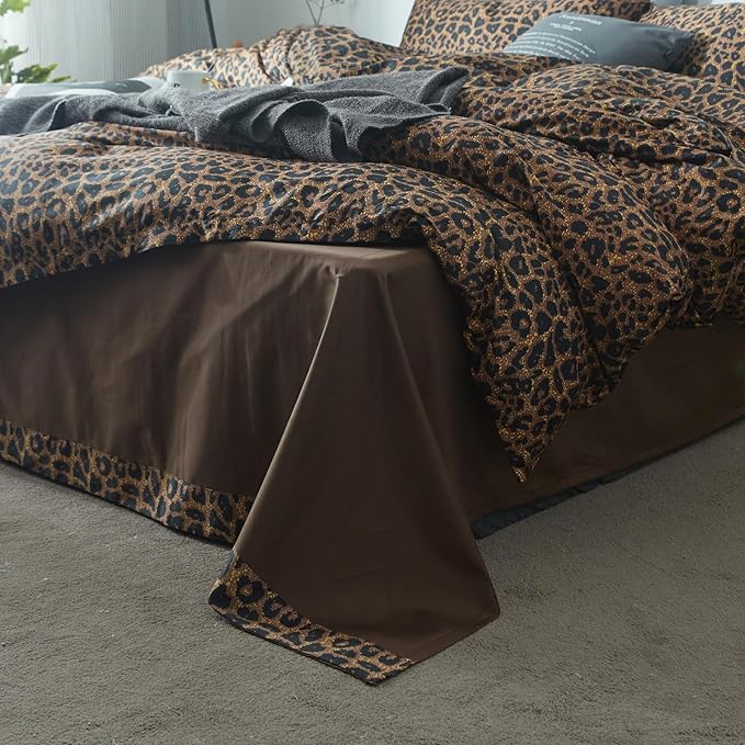 Full Comforter Set Leopard Print Comforter 3 Pieces Animal Cheetah Printed Comforter Set Full Brown/Black Floral Bedding Set Sexy Soft Farmhouse Bed Set Boho Leopard Pattern Comforter for All Season