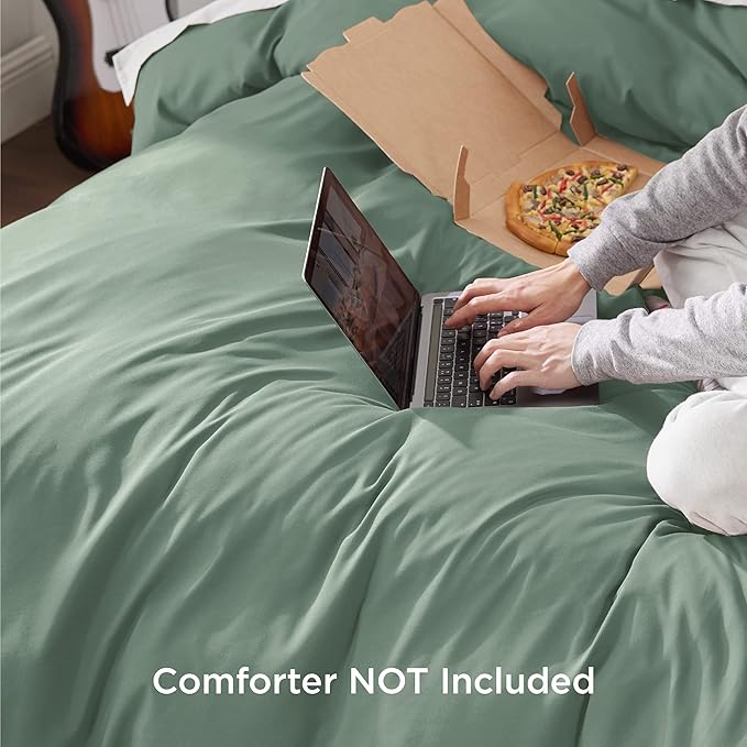 Bedsure Duvet Cover King Size - Soft Double Brushed Bedding Set for Kids & Adults, Zipper Closure, 3 Pieces, Includes 1 Duvet Cover (104"x90") & 2 Pillow Shams, NO Comforter, Sage Green