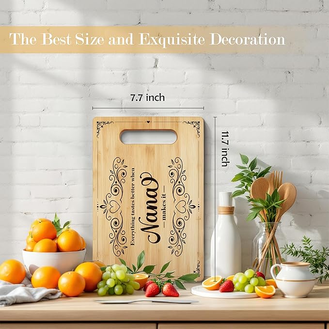 Nana Cutting Board Chopping Board, Nana Gifts from Grandkids, Best Nana Gifts, Gifts for Nana, Grandma Kitchen Gifts, Nana Grandma Decorative Bamboo Cutting Board for Kitchen
