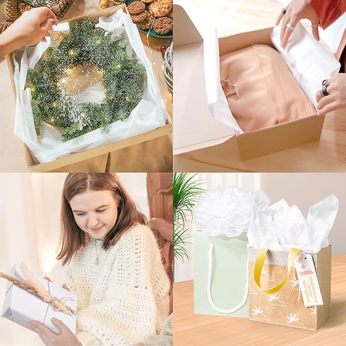 Simetufy 1000 Sheets White Tissue Paper Bulk, 14" x 20" Packing Paper for Moving, Gift Wrapping, Weddings, Birthdays, Holidays, Crafts & Decor