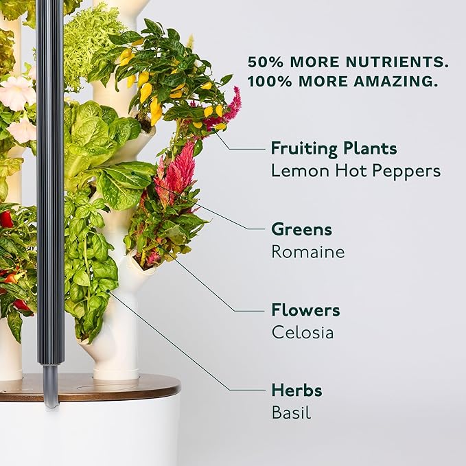 Gardyn Studio 1 Vertical Hydroponics Growing System Kit - 16 Non-GMO Plants, Herbs, Vegetables - Tower Garden - Hydroponic Herb Garden Planter Indoor Kit - Indoor Gardening System with LED Grow Lights