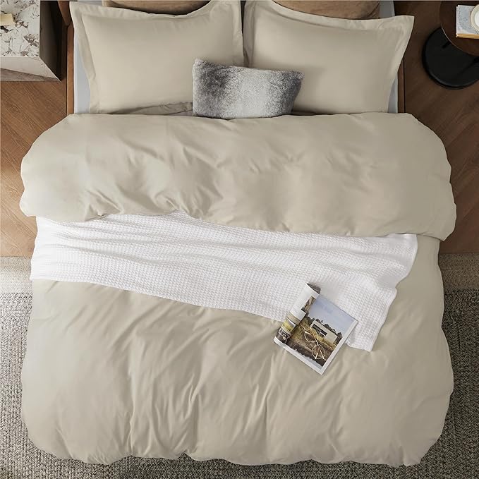 Bedsure Duvet Cover California King Size - Soft Double Brushed Bedding Set for Kids & Adults, Zipper Closure, 3 Pieces, Includes 1 Duvet Cover (104"x98") & 2 Pillow Shams, NO Comforter, Linen