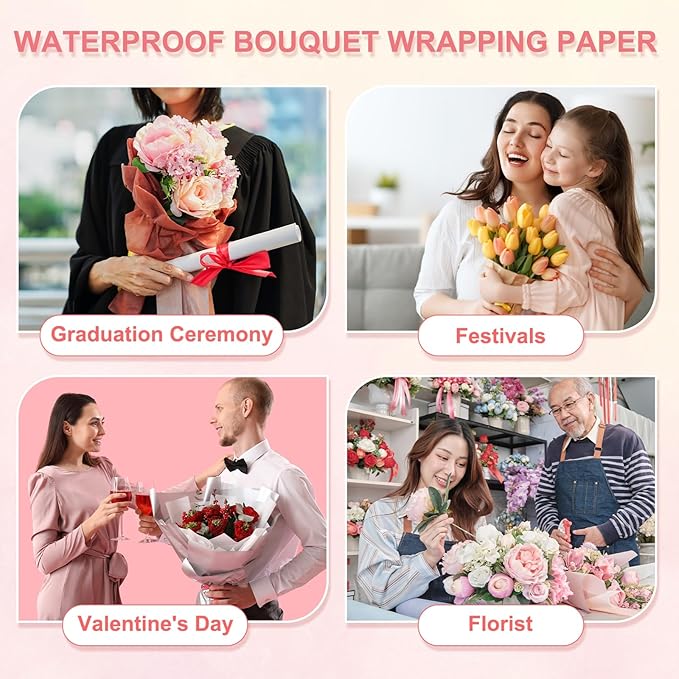 YELARXI Flower Wrapping Paper, Cotton Wrapping Flower Paper, Non-Woven Waterproof Floral Bouquet Wraps - Fitting for (Florist Supplies/Gift) 11.8 x 11.8 Inch & 38 Pack & Mint Green