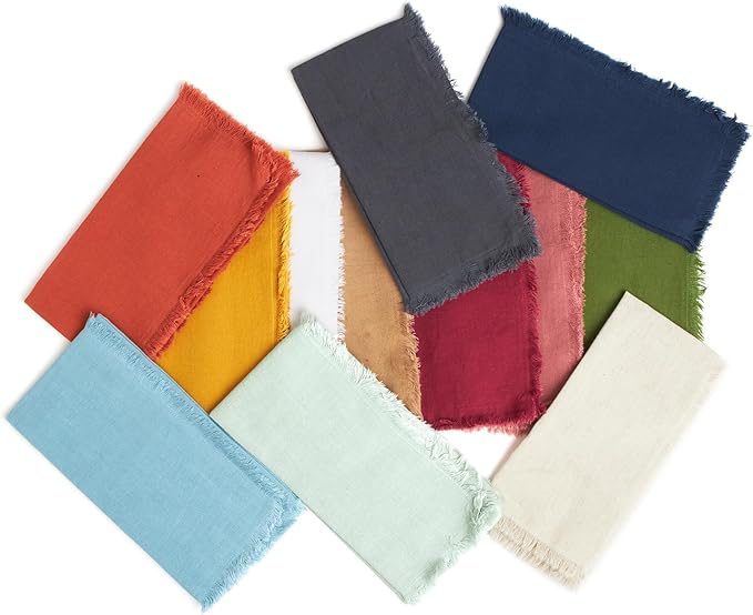 ACCENTHOME Burgundy Cotton Linen Napkin Set of 6 18x18 inch Dinner Napkins - Washable Soft Premium Hotel Quality Reusable Napkins Perfect Table Napkins for Family Dinners, Weddings & Everyday Use