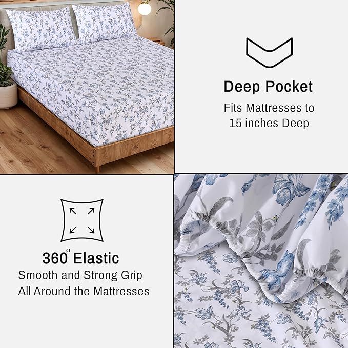 RUVANTI 100% Organic Cotton Sheets Twin Size, Percale Weave, GOTS Certified, 3-Piece Set, Deep Pocket 15", Crisp & Breathable, Soft Durable Bedding, Sábanas Algodón Orgánico – Deluxe