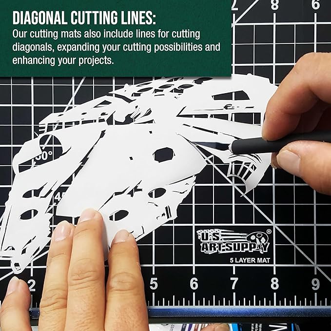 U.S. Art Supply 24" x 36" Self-Healing Cutting Mat 5-Ply - Double-Sided Green/Black Craft Mat, Non-Slip Cutting Mats for Crafts, Sewing, Quilting, Scrapbooking