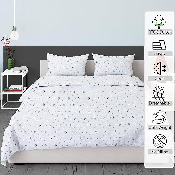 RUVANTI 100% Cotton Twin XL Sheet Sets, 3 Pieces, Soft & Breathable Percale Weave Bedding, Deep Pocket 16", Hotel Standard, Crisp Cool Feel, Durable, Perfect Size Floral Sheets, Phulkari