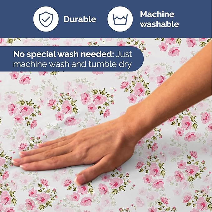 Floral Sheets - Pink Floral Bed Sheet Set - 1 Flat, 1 Fitted & 2 Pillowcases w/ Deep Pockets - Comfy, Wrinkle & Fade Free - Boho Botanical Bedding - Ultra-Soft, Breathable & Cooling - Full Size Set