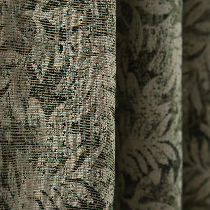 ENJOYBRIDAL Green Leaf 63 Inch Curtains 2 Panel Set Farmhouse Short Drapes Semi Sheer Rod Pocket Bedroom Rustic Window Curtain Panels Living Room Boho Aesthetic Country Tassel Window Treatments