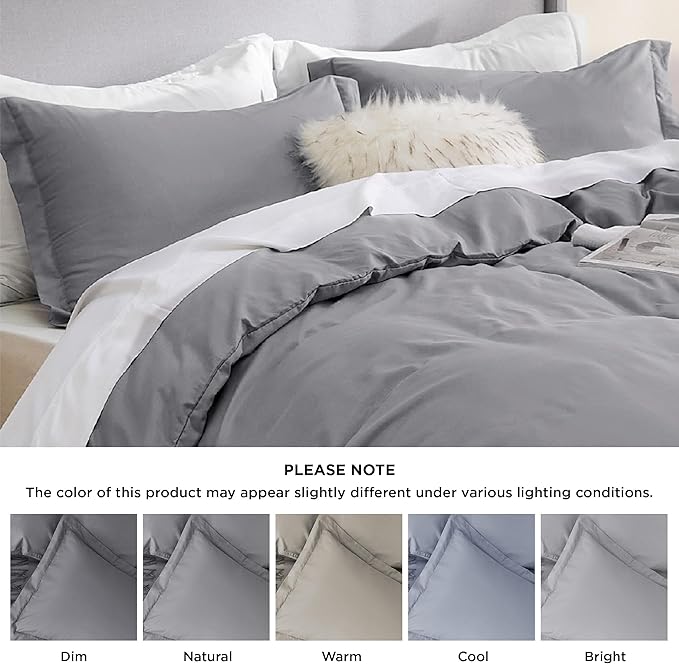Bedsure Duvet Cover King Size - Only Includes 1 Duvet Cover (104"x90"), Hotel Luxury Soft Double Brushed All Season Bedding for Kids & Adults, Zipper Closure, NO Comforter, Grey