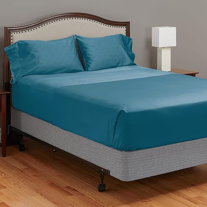 MyPillow Giza Dreams Bed Sheets, 100% Certified Giza Egyptian Cotton, Deep Pocket, Sateen Weave [Twin XL, Lake Blue]
