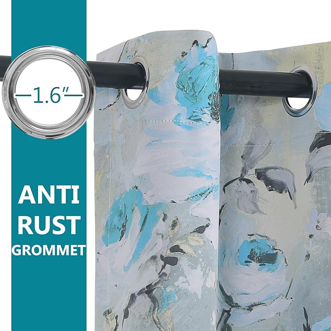 MYSKY HOME Blue Floral Curtains95 inch Length 2 Panels Room Darkening Curtains for Bedroom Thermal Insulated Curtains Classical Floral Grommet Window Curtains Teal and Blue