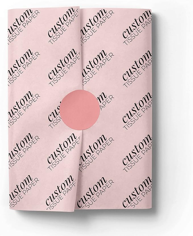 COACO Personalized Tissue Paper, Your Custom Design, Logo, or Text, Great for Holiday or Special Occasion, Small Business Packaging or Gift Wrapping, Gift Bags,30, 50, or 100 Count, Blush (20"x18")