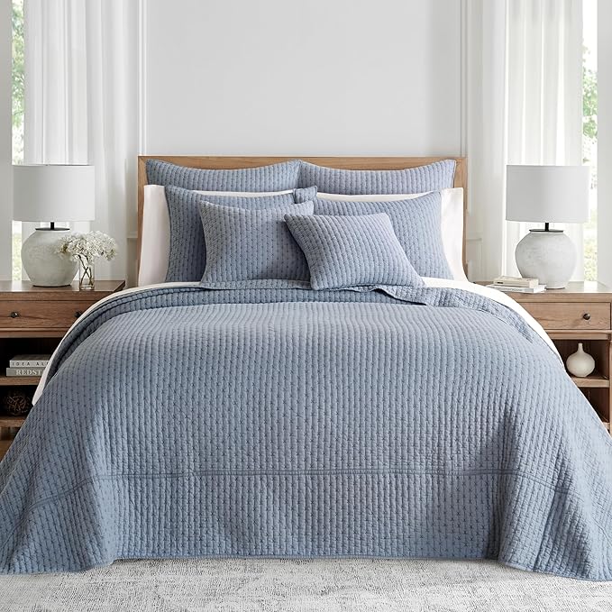 Levtex Home - Cross Stitch Bedspread Set - Full Bedspread and Two Standard Shams - Cross Stitch Pattern - Bedspread (100x104in.) and Sham (20x26in.) - Cotton