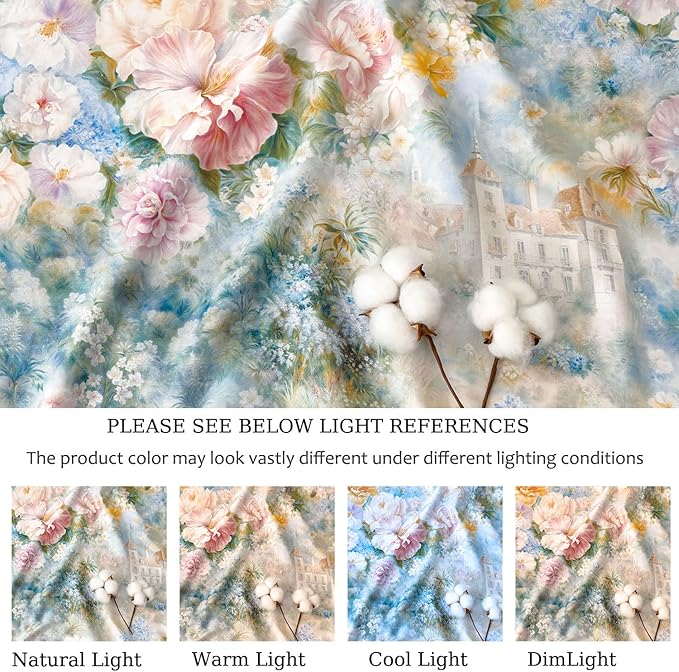 Zusbest California King Sheets Luxury Floral Bed Sheet Set 100% Cotton, Satin Weave Soft Breathable for Hot Sleepers Romantic Peony Flowery Printed Cottagecore Bedding Deep Pocket 17.5‘’, 4Pcs