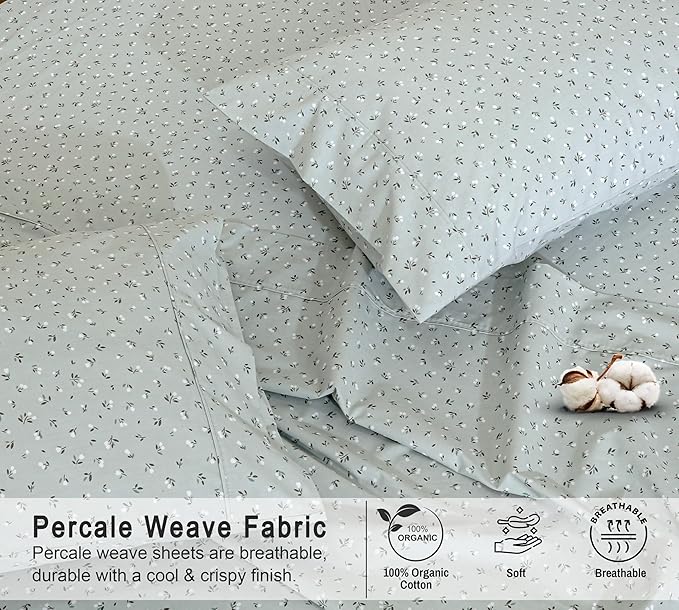 RUVANTI 100% Organic Cotton Sheets Split King, Percale Weave, GOTS Certified, 5-Piece Set, Deep Pocket 15", Crisp & Breathable, Soft Durable Bedding, Sábanas Algodón Orgánico – Bud Club