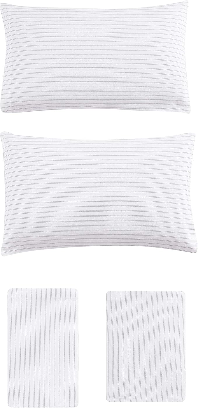 Eddie Bauer - Flannel Sheets Queen Size, Anti-Pilling & Wrinkle Resistant Cotton, Touchably Soft for All-Season Comfort - Bed Sheets with Matching Pillowcases & Fitted Sheet (Trail Stripe Grey)