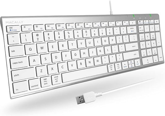 Macally Wired Keyboard for Mac, Compatible Apple Keyboard with Numeric Keypad - Slim, Space-Saving Design for, MacBook Pro/Air Laptop, iMac Replacement