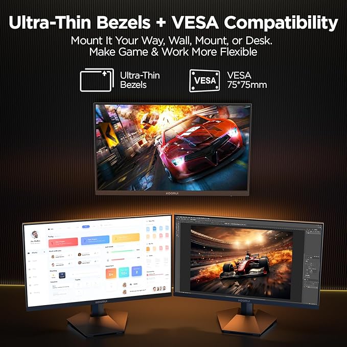 KOORUI 24.5 Inch Gaming Monitor, 200Hz FHD 1080p IPS Screen, 1ms（GTG ）, HDR400, 90% DCI-P3, Adaptive Sync, HDMI 2.0丨DisplayPort 1.4, Eye Care, Black (G2511P)
