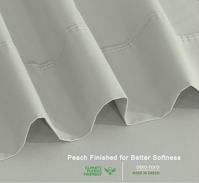 RUVANTI 100% Organic Cotton Sheets King Size, Percale Weave, GOTS Certified, 4-Piece Set, Deep Pocket 15", Crisp & Breathable, Soft Durable Bedding, Sábanas Algodón Orgánico – Mineral Gray