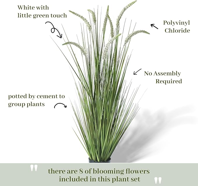 KOL 4ft Artificial Veronica Spiked Speedwell Grass, 47in Faux Veronica Spicata Flower, Tall Fake Reed Grass for Home Office Garden Wedding Decor, Indoor Outdoor Fake Plant, UV-Resistant, Yellow