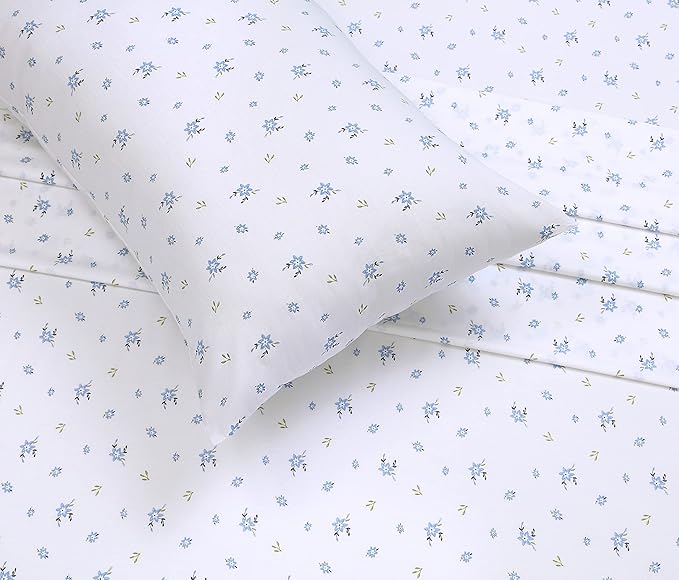 RUVANTI 100% Cotton King Size Sheets Set, 4 Pieces, Soft & Breathable Percale Weave Bedding, Deep Pocket 16", Hotel Standard, Crisp Cool Feel, Durable, Perfect Floral Bed Sheet, Phulkari