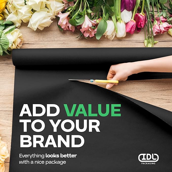 Black Paper Roll 48" x 1200" (100 feet) - USA-Made Kraft Paper 50lb Thickness for Packing, Wrapping, Moving, Shipping & Crafts/Arts - 100% Recyclable Natural Craft Material Roll by IDL Packaging