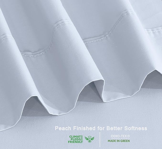 RUVANTI 100% Organic Cotton Sheets King Size, Percale Weave, GOTS Certified, 4-Piece Set, Deep Pocket 15", Crisp & Breathable, Soft Durable Bedding, Sábanas Algodón Orgánico – Arctic Ice