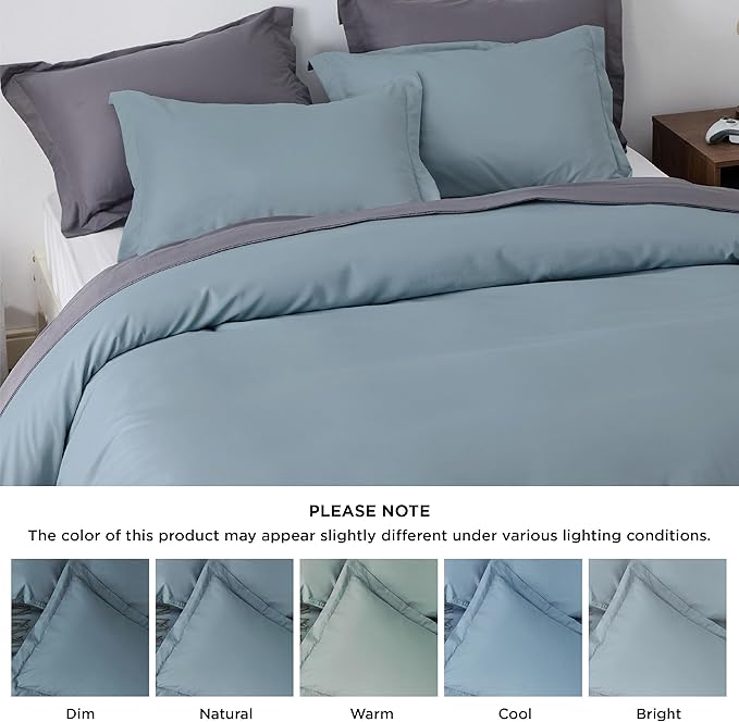Bedsure Duvet Cover Full Size - Soft Double Brushed Bedding Set for Kids & Adults, Zipper Closure, 3 Pieces, Includes 1 Duvet Cover (80"x90") & 2 Pillow Shams, NO Comforter, Mineral Blue