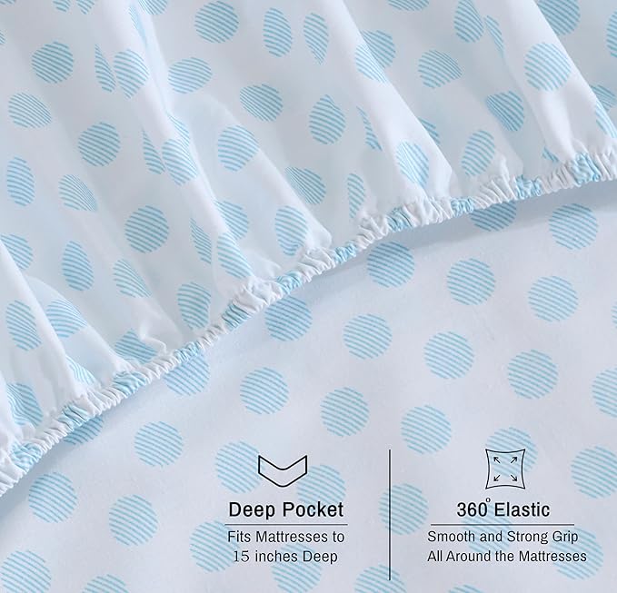 RUVANTI 100% Organic Cotton Sheets King Size, Percale Weave, GOTS Certified, 4-Piece Set, Deep Pocket 15", Crisp & Breathable, Soft Durable Bedding, Sábanas Algodón Orgánico – Circle Imprint