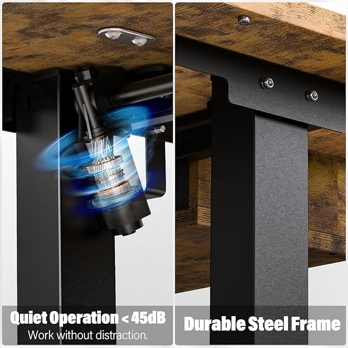 Electric Standing Desk with 4 Drawers 55''x 24'' Adjustable Height Sit to Stand Up Desk with Storage Shelf, C-Clamp Mount Compatible Black Home Office Desks Computer Gaming Table Ergonomic Workstation