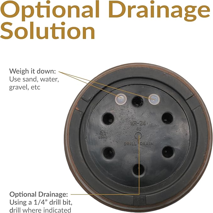 Sunnydaze 24-Inch Anjelica Large Plastic Pot for Plants - Double-Walled Outdoor Polyresin Round Planter Porch Pot with Drillable Drainage Holes - Rust - 4pk
