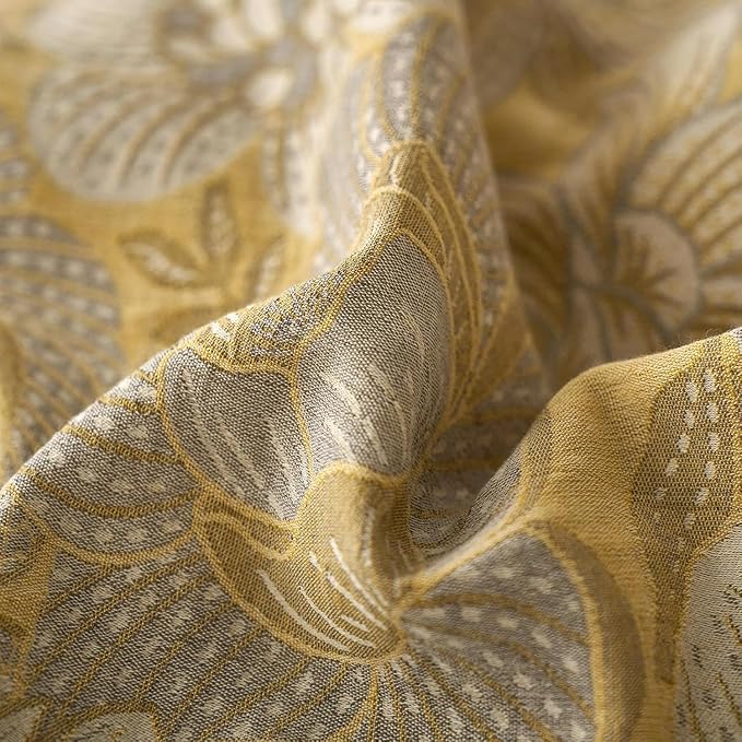 Jacquard Floral Duvet Cover Set Twin Premium Yarn-Dyed Cotton Yellow Gold Flower Duvet Cover Jacquard Reversible Floral Comforter Cover with Edge Design Vintage Garden Style Botanical Bedding Set Twin