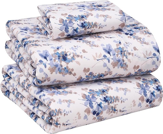 RUVANTI 100% Cotton Twin XL Sheet Sets, 3 Pieces, Soft & Breathable Percale Weave Bedding, Deep Pocket 16", Hotel Standard, Crisp Cool Feel, Durable, Perfect Size Floral Sheets, Maple