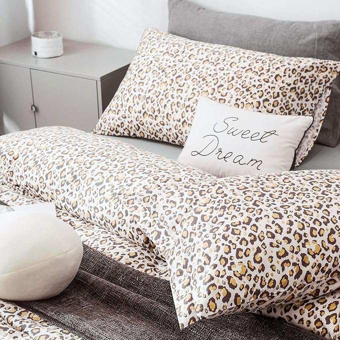 LifeTB Animal Cheetah Print Comforter Set King 3 Pieces Floral Leopard Print Comforter Set 1 King Comforter with 2 Pillowcases Chic Leopard Pattern Bedding