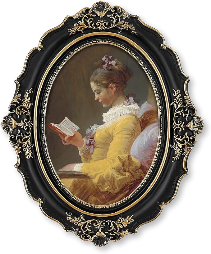 SIMON'S SHOP 5x7 Picture Frame Black for Wedding Family Photo, Oval Picture Frames 5x7 for Wall and Tabletop, Vintage Decor