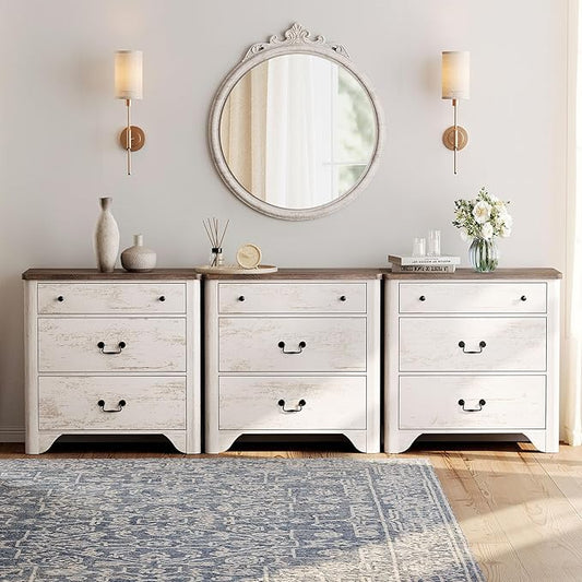 WAMPAT 9 Drawers Dresser for Bedroom, 94.5” W Farmhouse White Dresser with Wide Chest of Drawers for Bedroom, Living Room, Closet, Hallway, Office,White